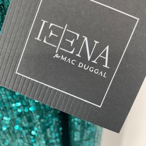 MAC DUGGAL Dress Size 0 Evening Gown Sequin Green NEW Soft Tie Halter Neck - Picture 3 of 8